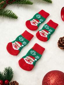 PETSIN 1 Style Pet Cartoon Socks, Christmas Stockings (Santa Claus, Reindeer, Snowman Patterns), Non-Slip Paw Covers, Non-Slip & Stain-Resistant, Christmas Pet Supplies - Multicolor - View 23