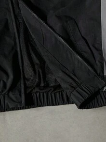 NEON BLANC Men's Striped Print Zip-Up Casual Versatile Long Sleeve Jacket, For Fall Winter - Black - View 6