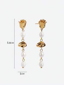 Opalesca 1 Pair Women's Fashionable Gold-Tone Earrings, Suitable For Daily Wear,Holiday,Vacation,Party,ElEGANT,PREMIUM,Cute,PEARL,For Mom/Women/Girl/Mother,Fall/Autumn/Winter,Outfits,Old Money,Premium,Pearl,Elegant,Fairycore/Fairy