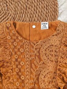 Vintaside Kids Baby Girls' Sweet Mesh Long Sleeve Loose Dress, Suitable For Outings, Parties And Gatherings, Spring/Autumn