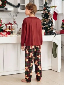Tween Boy Cute Christmas Bear Print Long Sleeve & Pants Pajama Set - Multicolor - View 2