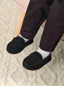 Cozy Pixies 1 双时尚百搭休闲百搭黑色柔软舒适可爱学院风绅士乐福鞋，婴儿平底鞋，秋冬 - 黑色 - 查看 4