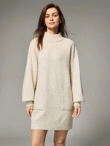 Hanevo Robe décontractée droite unie avec poches, automne/hiver