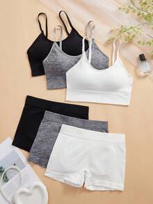 6pcs/Set Yoga & Workout Sports Bra Set For Indoor & Outdoor Activities
