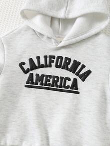 Cozy Pixies Set de 2 piezas de sudadera con capucha de manga larga y pantalón jogger de cintura elástica con estampado de letras minimalista para bebé niño