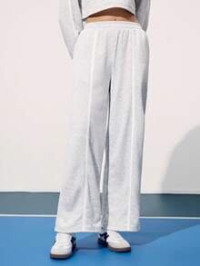 CourtClass Pantalones casuales y versátiles de mujer con cintura elástica y pierna ancha para yoga y entrenamiento