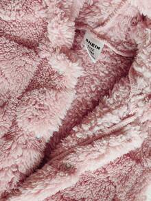 SHEIN Vintaside Kids Newborn Simple Stylish Cute Square Heart & Polka Dot Print Long Sleeve Hooded Romper Jumpsuit - Pink - View 6