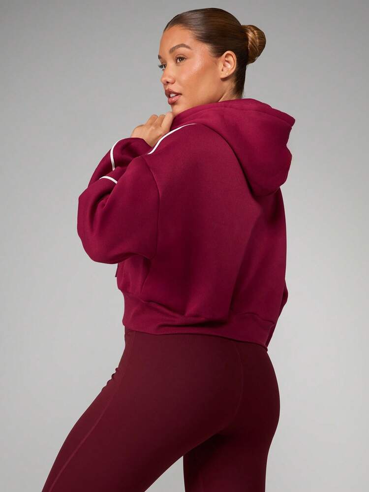 MISSGUIDED Women Cropped Zip Up Hoodie Full Front Zipper Athletic Style Sweatshirt Winter Loungewear Casual Drawstring Hood Streetwear Fitness Christmas