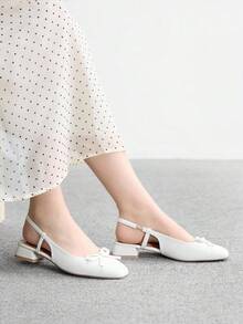 CUCCOO BIZCHIC 女士时尚金色百搭通勤平底鞋 - 白色 - 查看 4