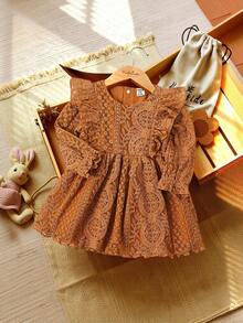 Vintaside Kids Baby Girls' Sweet Mesh Long Sleeve Loose Dress, Suitable For Outings, Parties And Gatherings, Spring/Autumn