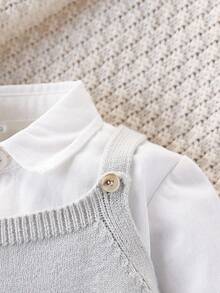 SHEIN Baby Boys Knitted Sweater With Overalls,Koala Graphic Design, Casual Fashion For Autumn/Winter, Suitable For Home, Daily Wear, Outing And Travel Fall - Grey - View 6