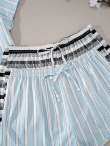 Snug Zone 2件套休闲条纹印花家居服套装 - 彩色 - 查看 4