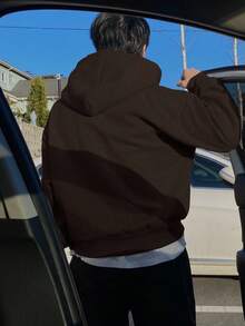 DAZY Gothic Pattern Loose Fit Street Style Men's Sweatshirt Sweatshirt, Autumn/Winter - Rust Brown - View 2