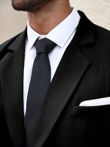 Manfinity Mode Plus Size Men's Lapel NeckLong Sleeve Single-Breasted Jacket And Pants Business Suit Set - Black - View 7