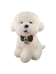 PETSIN 1 Collar con lazo navideño; Collar con estampado de copos de nieve de la serie navideña; Collar de gato; Collar de perro; Tamaño ajustable; Accesorios para mascotas; Suministros para mascotas.