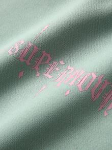 JNSQ Tween Girls Loose Fit Crew Neck Long Sleeve Graphic Letter Print Sweatshirt, Suitable For Autumn, Winter Daily Wear, Outdoor Activities, Vacation, Streetwear, Party And Casual