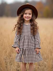 Emery Rose Kids Emery Rose Kids Young Girl Knitted Plaid Red Color Bishop Sleeve Fitted Christmas Dress,Suitable For Christmas And Everyday Wear - Red - View 3