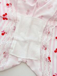 PetitDoll PetitDoll 1pc Girl's Sweet Cherry Striped Bow Accent Open Crotch Panty