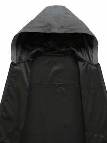 Manfinity Homme 男士浅灰色连帽长袖户外防风夹克，适合运动和户外活动，防水连帽夹克，科技感十足，秋季必备 - 淺灰色 - 查看 8