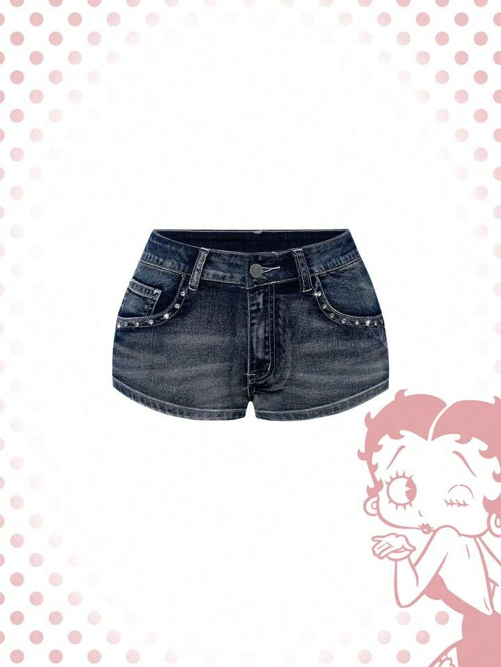 ROMWE Betty Boop ショート丈刺繍ライダースジャケット y2k Our Betty Boop | ROMWE Spring/Summer Vintage Y2K Punk Style Super