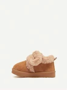 Cozy Pixies 1 双驼色仿皮毛钩环平底休闲舒适保暖内衬靴，适合冬季日常穿着