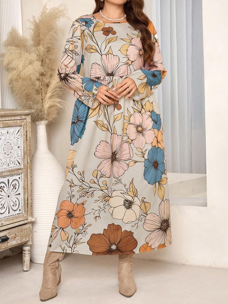 Robe imprimée florale casual grande taille pour navetteur