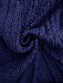 Vionelle 大码休闲 Polo 领长袖针织连衣裙，秋冬 - 藏蓝色 - 查看 10