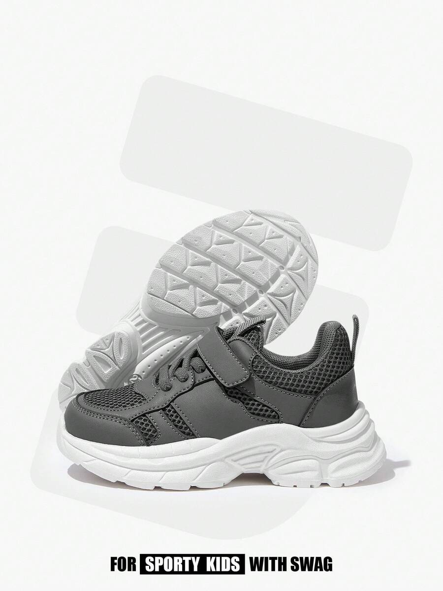 JNSQ 1 Pair Fashionable Casual All-Match Versatile Comfortable Soft Sole Lightweight Lace-Up Breathable Mesh Athletic Sneakers, Suitable For All Season - Dark Grey - View 1