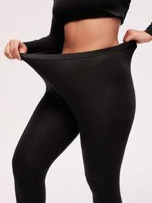 LUVLETTE Plus Women's Thermal Underwear Ultra-Soft Base Layer Cold Weather Warm Winter PJ Set Round Neck Top And Long Bottoms - Black Lightweight And Warm Set Pajama Sets