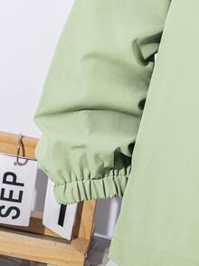 SHEIN 2pcs/Set Tween Boy Semi-Open Hooded Jacket And Elasticated Waist Pants Sporty Casual Outfit, Suitable For Autumn/Winter - Mint Green - View 4