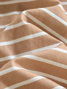 Loomiva 4pcs/Set Newborn Baby Boy Colorful Striped Star Pattern Soft Knit Long Sleeve Romper, Pants And Hat - Khaki - View 6