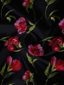 SHEIN Clasi Camisa de manga larga con estampado floral elegante y casual, adecuada para atuendos de primavera y otoño de talla grande