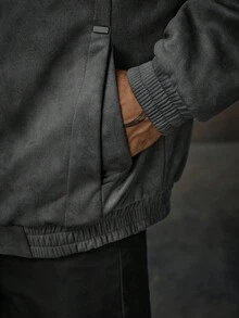 AXEPEAK Men's Casual Zip-Up Stand Collar Padded Coat, Autumn, For Fall Winter - Grey - View 7