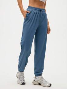 Eassivo Eassivo بنطلون نسائي كاجوال أحادي اللون للخارج