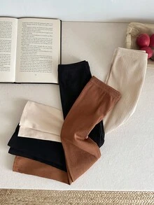 LMoss Kids LMoss 3pcs/Set Legging Kasual Pas Badan Warna Polos untuk Anak Perempuan, Natal, Gaya Nyaman Musim Gugur & Musim Dingin, Nyaman dan Musim Gugur & - MultiWarna - View 7