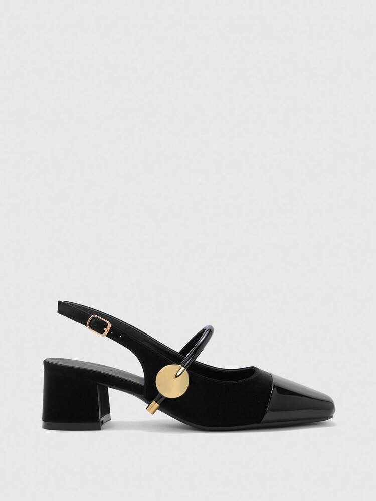 CUCCOO BIZCHIC Women's Classic Low Heel Slip-On Pumps, Black For Christmas Spring Shoes