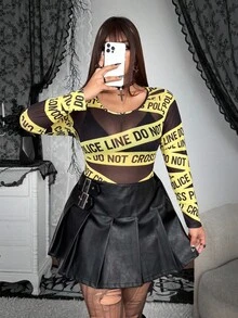 Whyspr Áo thun in họa tiết Punk Anh sọc bất đối xứng cỡ lớn, màu vàng - Nhiều màu - Xem 5