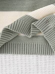 Cozy Pixies 男童卡通熊条纹圆领长袖毛衣女秋冬装 - 薄荷綠 - 查看 6