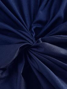 SHEIN MOD Solid Color Asymmetrical Neckline Ruched Twist Long Dress ,Wedding Guest Dress Women - Navy Blue - View 4
