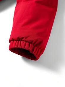 Manfinity Homme Men's Solid Color Long Sleeve Loose Hooded Dress, Winter Father-Son Matching Dress, Suitable As Gift For Friends, Husbands, Boyfriends - Red - View 3