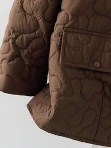 Linhara Plus Size Women Long Sleeve Single-Breasted Drawstring Hooded Casual Winter Jacket - Coffee Brown - View 4