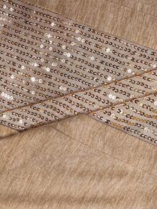 EMERY ROSE Váy chắp vá dệt kim mềm mại cỡ lớn có cổ tim, cúc hình nấm, điểm nhấn kim tuyến, tay ngắn, trang phục thường ngày/công sở, dài đến giữa bắp chân - Màu Khaki - Xem 4