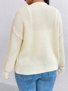 EMERY ROSE Plus Size Women Casual Embroidered Cardigan Sweater - Multicolor - View 2