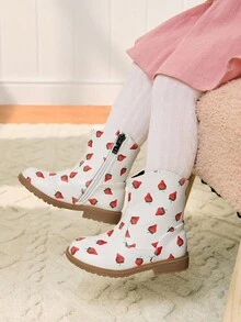 Cozy Pixies Herbst/Winter Mode vielseitige süße Erdbeere bequeme lässige flache strapazierfähige Baby Knöchel Stiefel, Western Cowboy Stil - Verschiedenfarbig - Übersicht 2