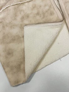 StreetHx Giacca casual da motociclista in stile urban con colletto in pelliccia sintetica per donna, adatta per autunno/inverno - Bianco - Visualizzare 7
