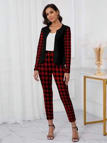 SHEIN Clasi 2件套圣诞休闲女士套装，适合秋冬季 - 黑與白 - 查看 5