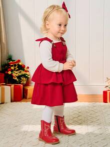 Cozy Pixies 时尚、百搭、可爱、舒适、耐用的红色刺绣酷炫婴儿西部牛仔靴，秋冬款 - 紅色 - 查看 3