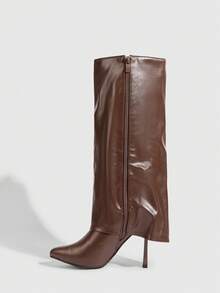 Daringsoles Giày bốt cao gót đế thô thời trang thoải mái dành cho nữ - màu nâu - Xem 10