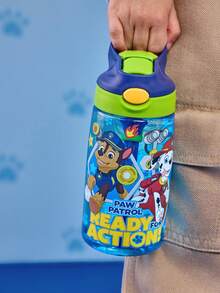 SHEIN | PAW Patrol 16 盎司/500 毫升卡通图案水瓶，带硅胶吸管和防溢盖，适合旅行、旅游和学校，Tritan， - 藍色 - 查看 2