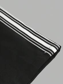 SHEIN Tween Boys' Casual Sports Patchwork Contrast Color Elastic Waist Loose Straight Leg Woven Pants, Suitable For School, Garden, Beach, Birthday, Spring, Summer, Autumn, Winter, Track Pants, Baggy Pants, Loose Pants